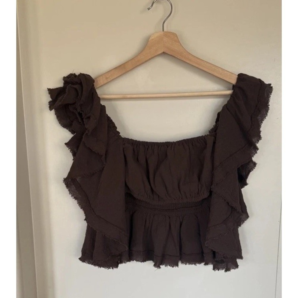 Free People Boho Medium Brown Reversible Summer Top Festival Indie Concert Beach